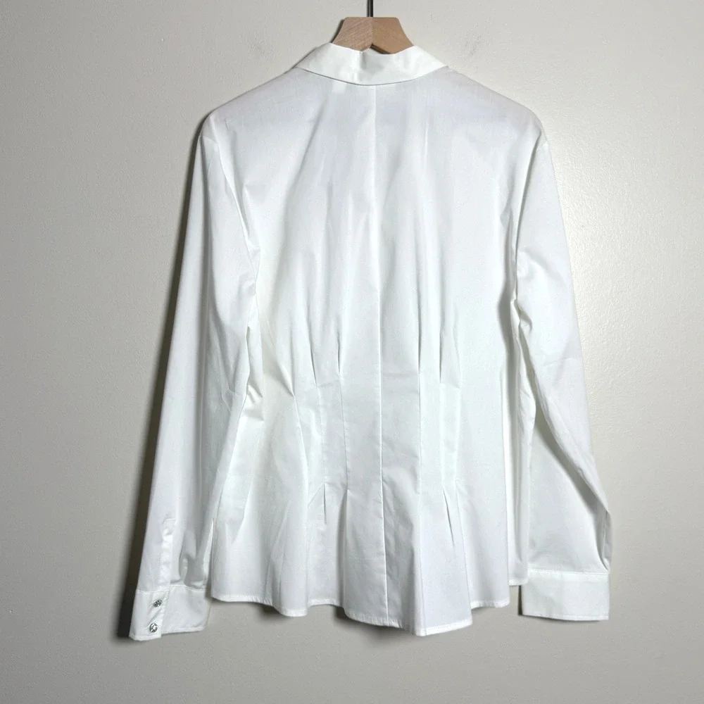 7th Ave NY & Co NEW Womens Button Up Shirt XXL White Jewel Buttons Office Career - Picture 2 of 9